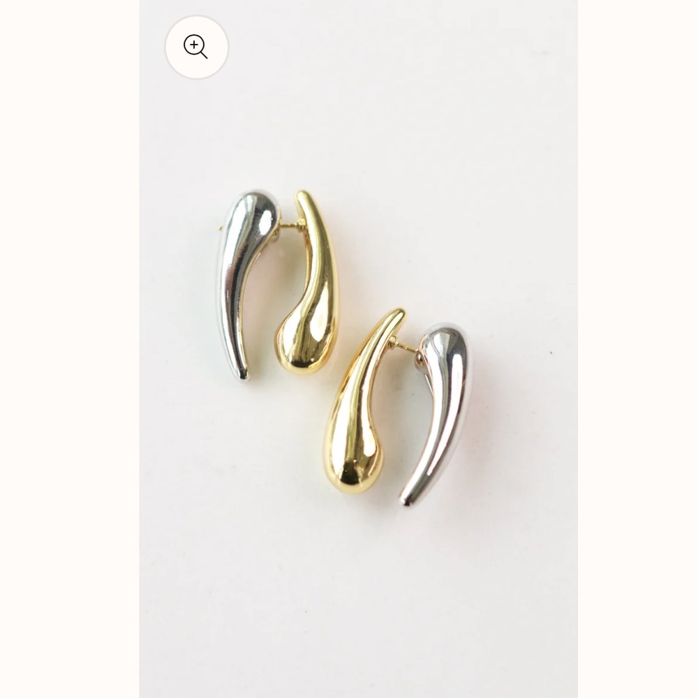 Gold and Silver Teardrop Earrings NWT